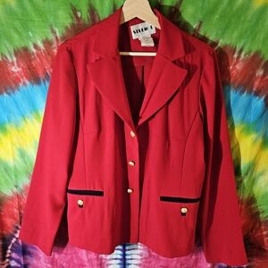 Stylish 80's Red Women's Blazer Jacket With Gold Buttons by Studio I
